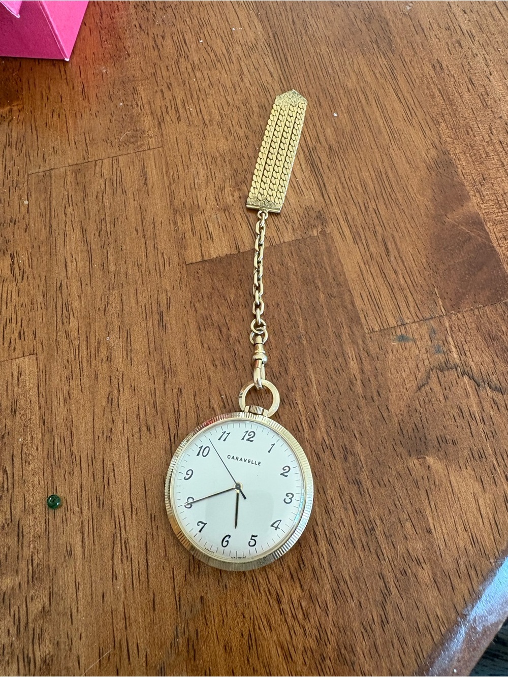 Caravelle Men's Gold Pocket Watch - Classic White Dial